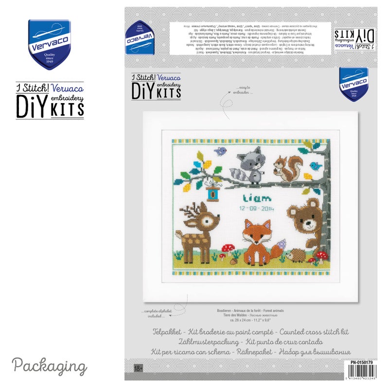 Vervaco Counted Cross Stitch Kit Forest Animals 11.2" x 9.6" - Image 3